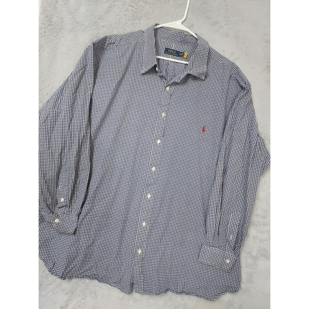 Polo Ralph Lauren Shirt Mens 5XB 5XL BIG Gingham Button Down Lightweight Oxford